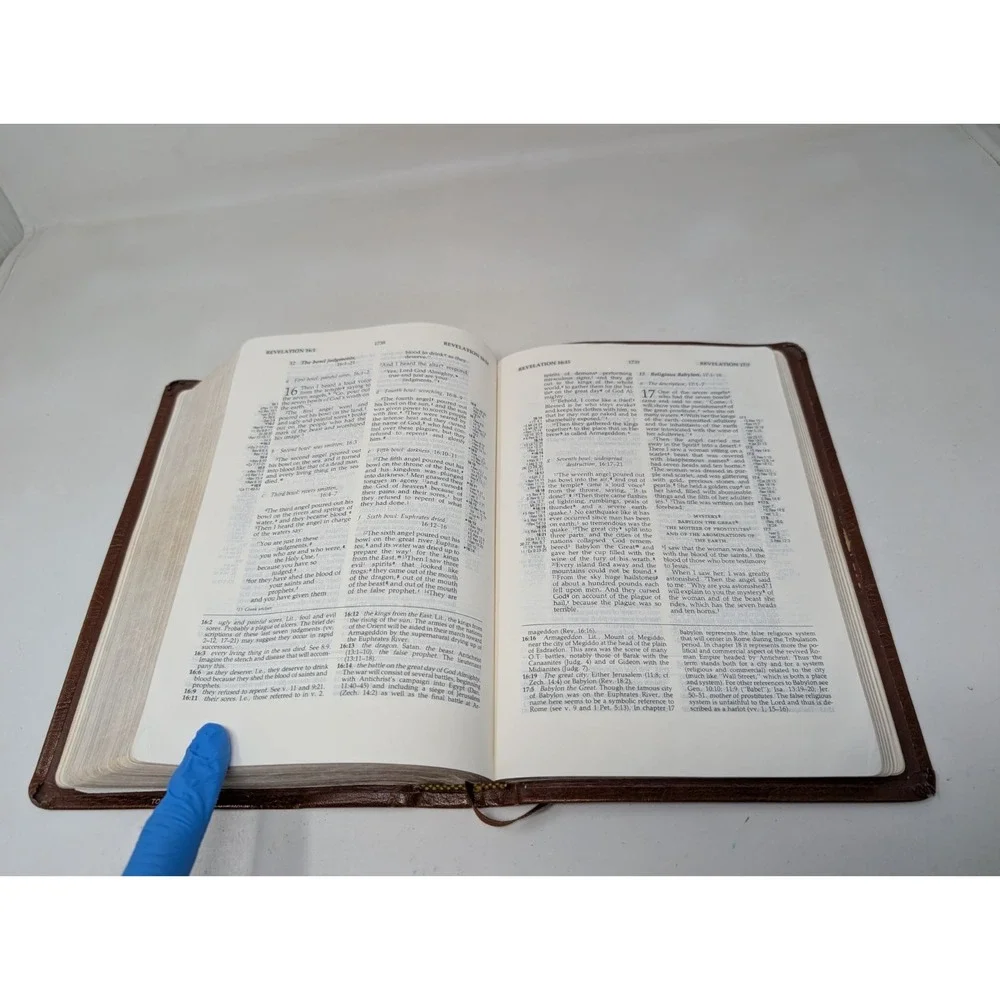 The Ryrie Study Bible NIV Brown Cowhide Leather Red Letter Moody 1986 80s VTG